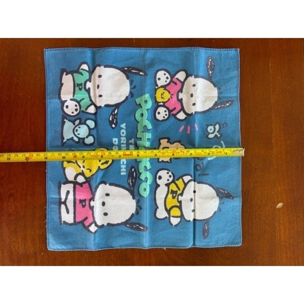 Vintage Sanrio Pochacco The Yorimichi Dog Blue Handkerchief Cotton‎ 11.5